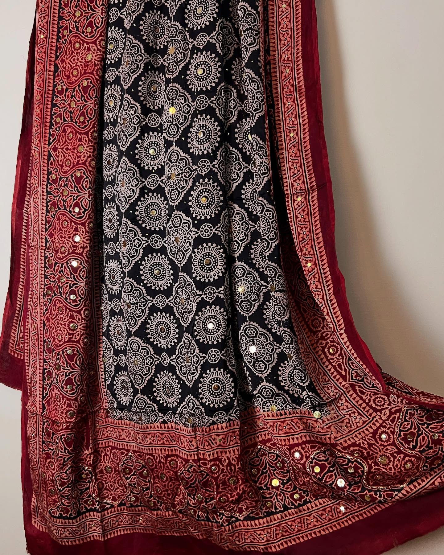 Pure Viscose Charmeuse Silk Block Printed Dupatta