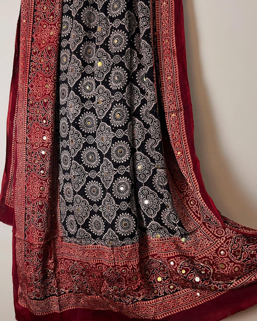 Pure Viscose Charmeuse Silk Block Printed Dupatta