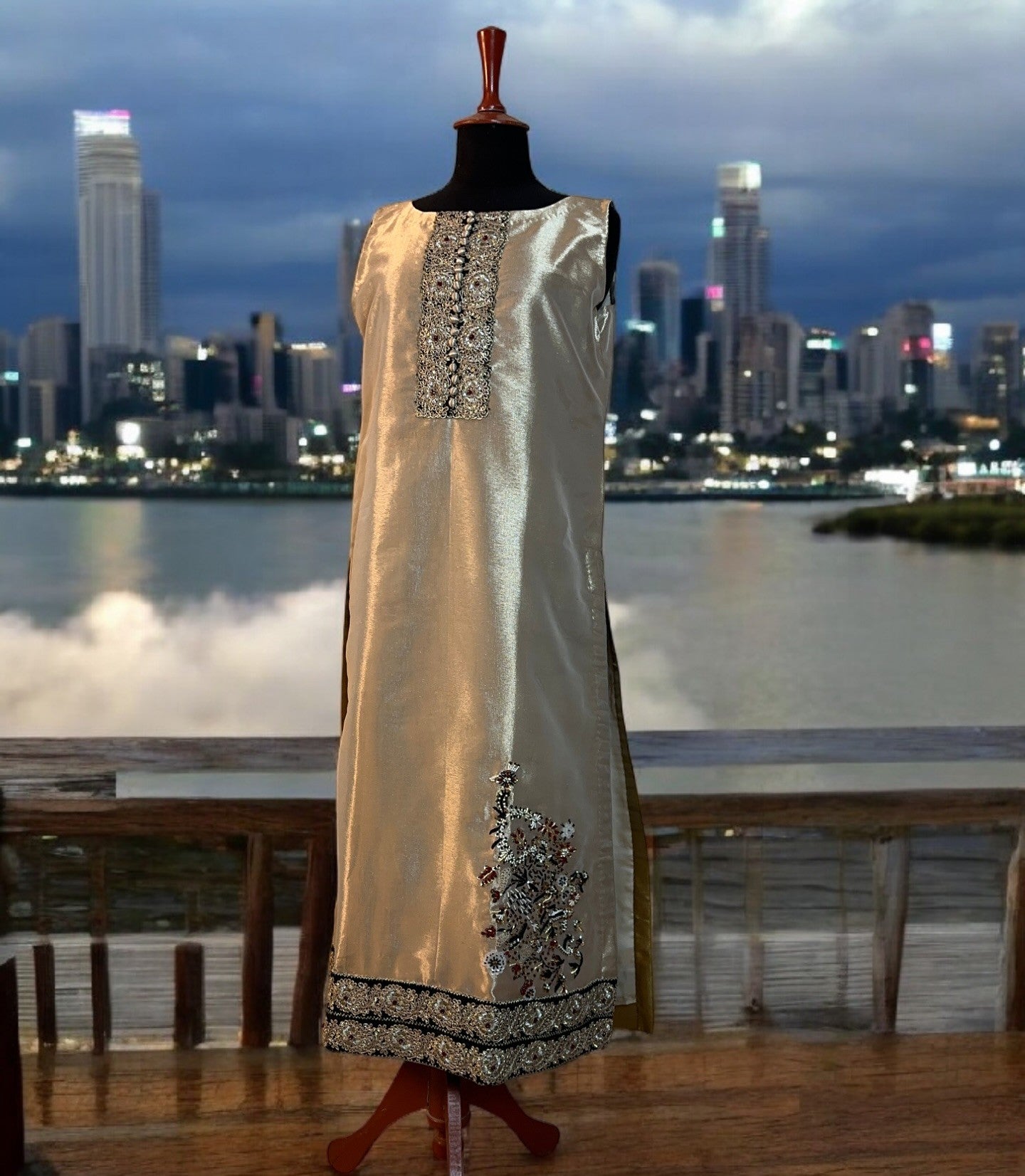 Handwork on Lamba Tissue Silk